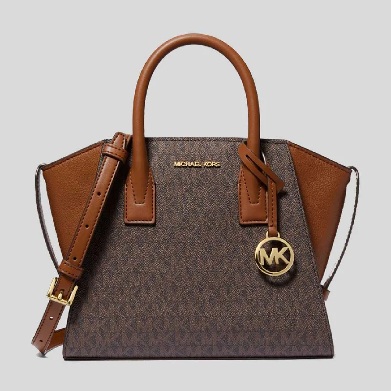 Michael Michael Kors messenger bags for bike commutersMICHAEL KORS Avril Small Logo and Leather Satchel Brown 35F4G4VS1B