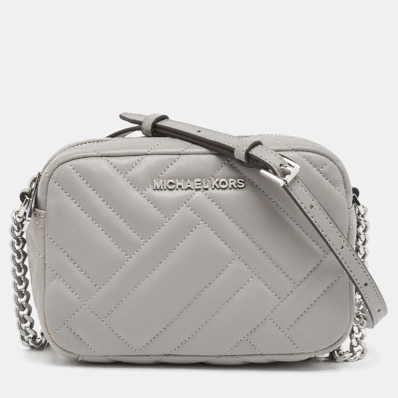 Michael Michael Kors Bags with fabric linings for a soft interiorGrey Quitted Leather Vivianne Camera Crossbody Bag