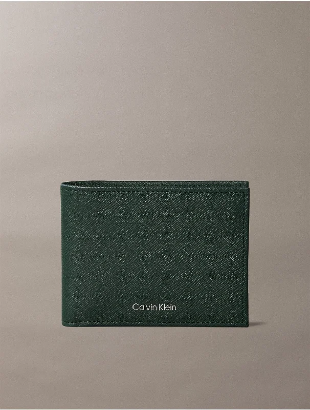 Calvin Klein vegan leather bags for eco-conscious sSaffiano Leather Slim Bifold Wallet - Green