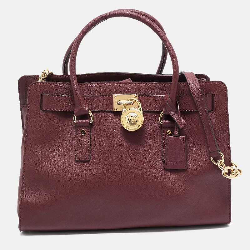 Michael Michael Kors travel bags with multiple compartmentsMichael Michael Kors Burgundy Leather Large East West Hamilton Tote