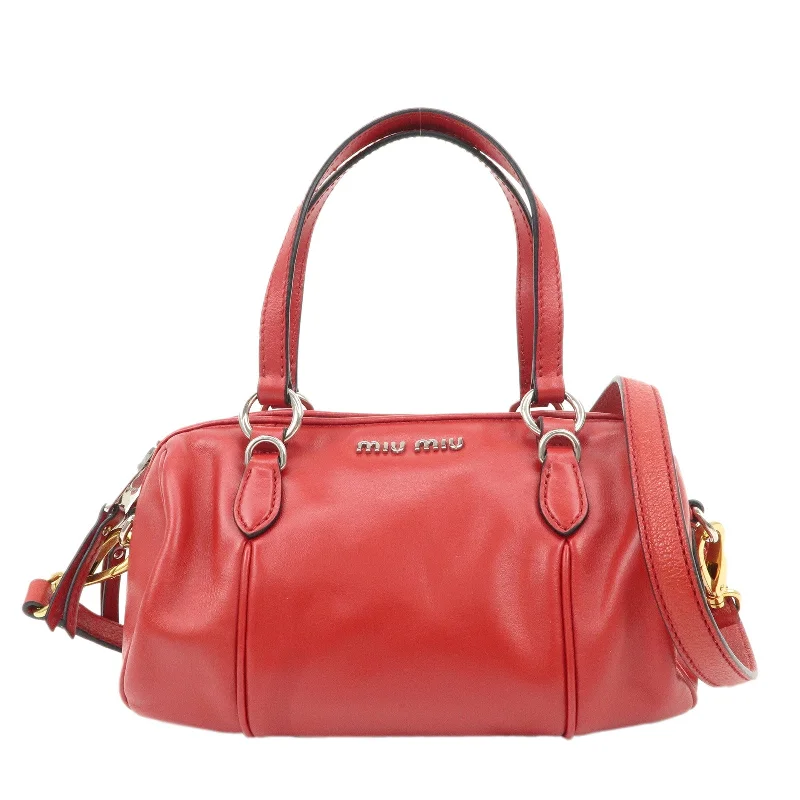 MIU MIU bags with vintage-inspired designsMIU MIU Logo Leather 2Way Shoulder Bag Hand Bag Red 5BH152