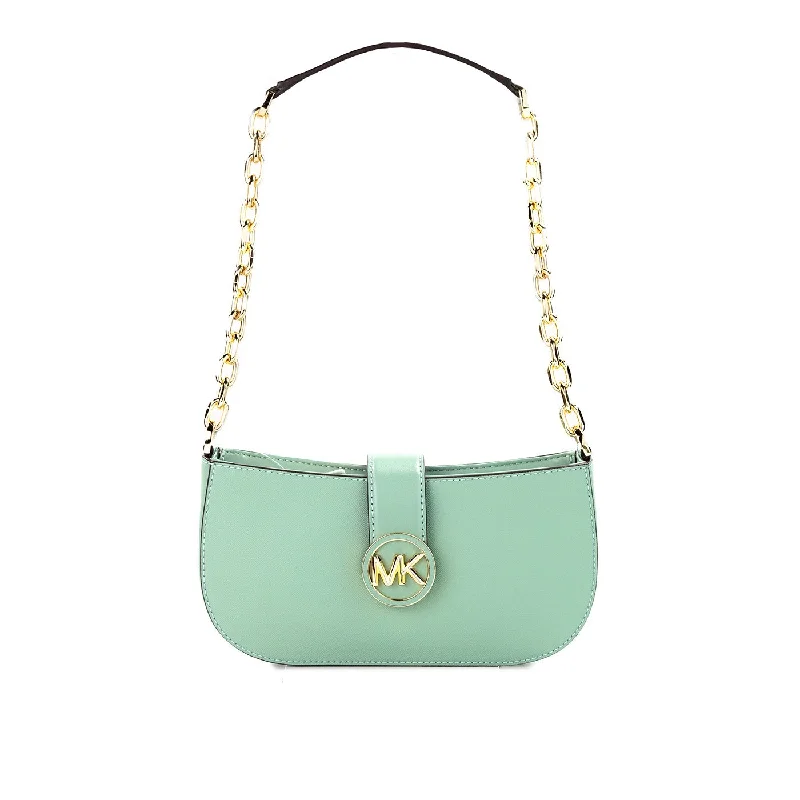 Michael Michael Kors Bags for theater performances in a sophisticated and elegant styleMichael Kors Carmen Small Sea Green Leather Pouchette Shoulder Crossbody Purse