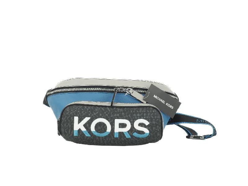 Michael Michael Kors Bags for fashion bloggers to showcase on social mediaMichael Kors Cooper Large Blue Multi Leather Embroidered Logo Utility Belt Bag