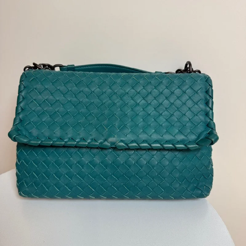 Bottega Veneta bags with tassel embellishmentsBottega Veneta Olympia Crossbody Bag Teal Medium