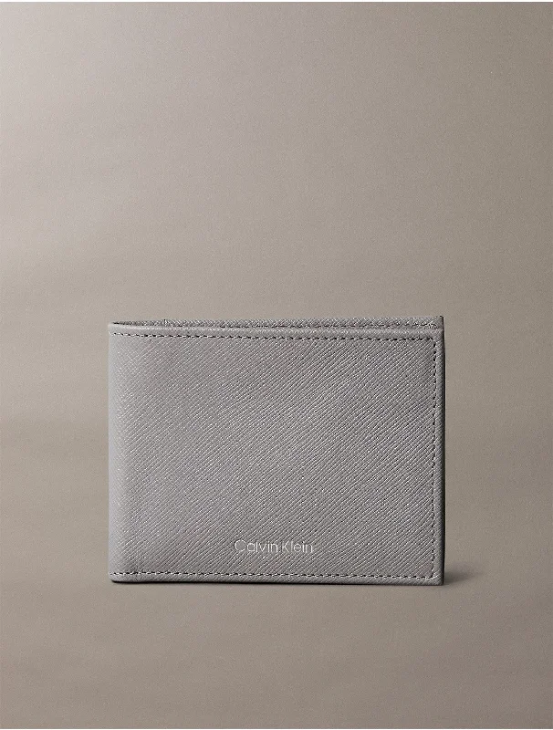 Calvin Klein bags for street style fashionSaffiano Leather Slim Bifold Wallet - Grey