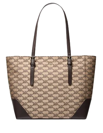 Michael Michael Kors Bags for safari trips in a durable and earth - toned styleMichael Michael Kors Aria Large Signature Logo Jacquard Tote Bag