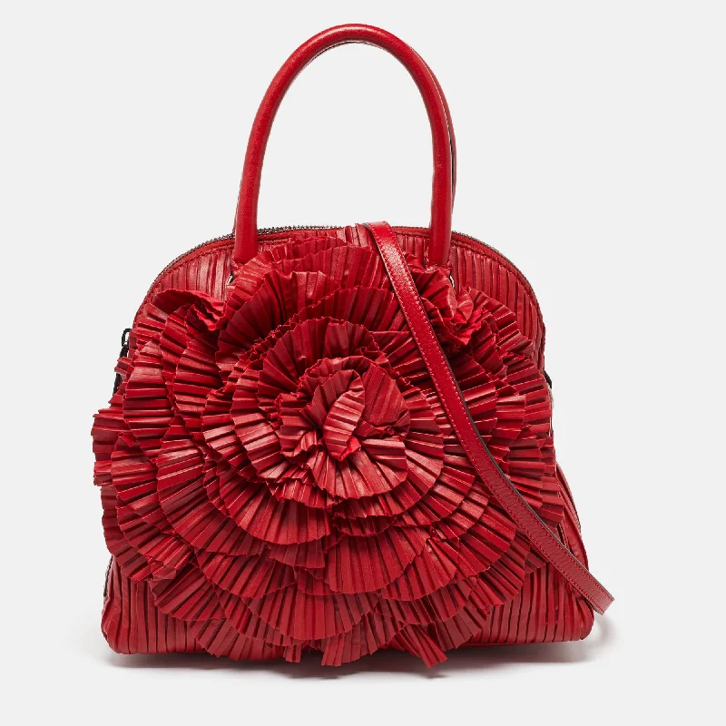 Valentino bags for sophisticated daily wearRed Leather Rosette Satchel