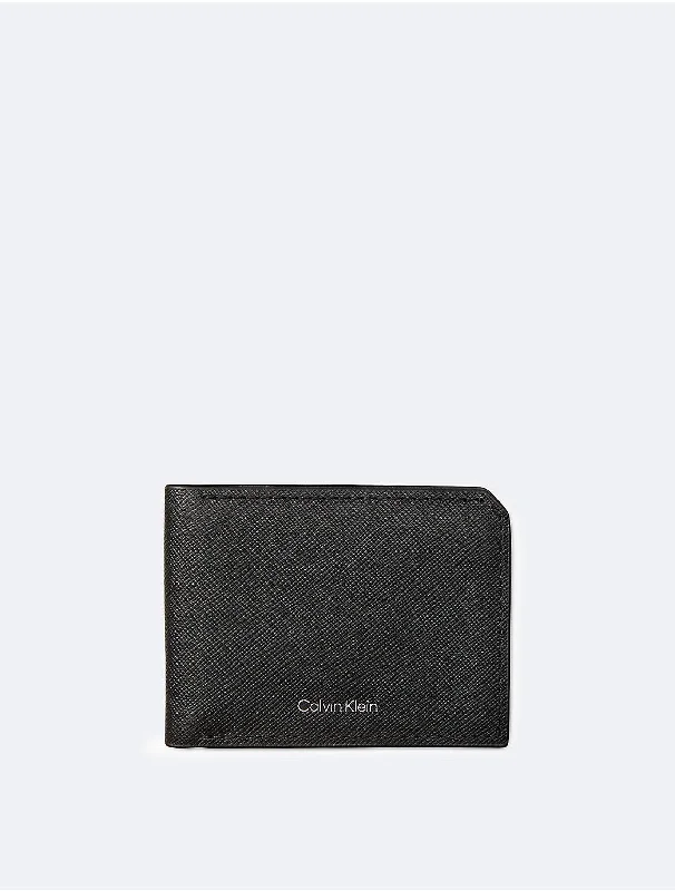 Calvin Klein large bags for work and officeSaffiano Leather Slim Bifold Wallet - Black