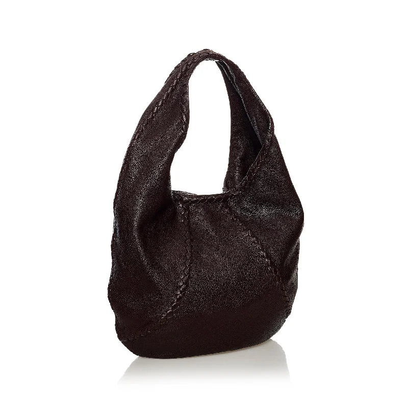 Bottega Veneta woven leather bags for womenBottega Veneta Baseball Leather Hobo Bag (SHG-32401)