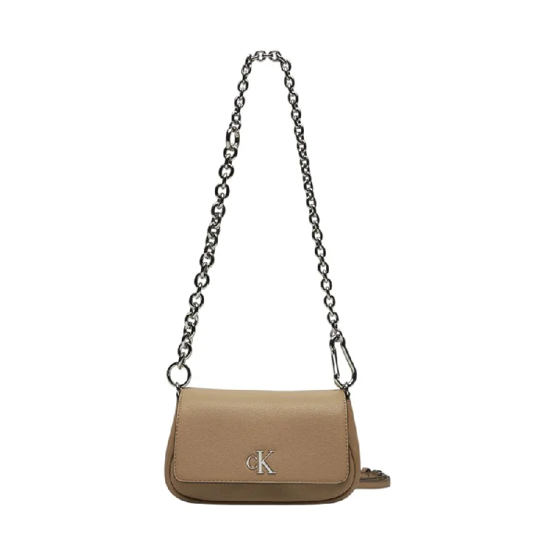 Calvin Klein bags with metallic and matte texturesCalvin Klein Beige Recycled Polyester Handbag