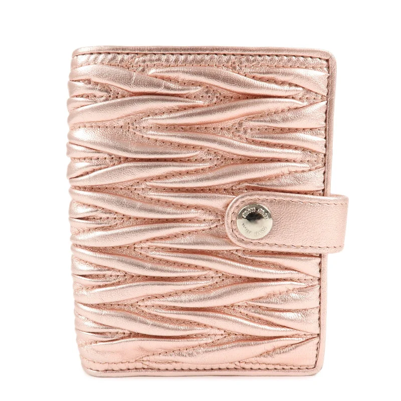 MIU MIU bags in a variety of texturesMIU MIU Matelasse Leather Bi-fold Wallet Metalic Pink 5MV016