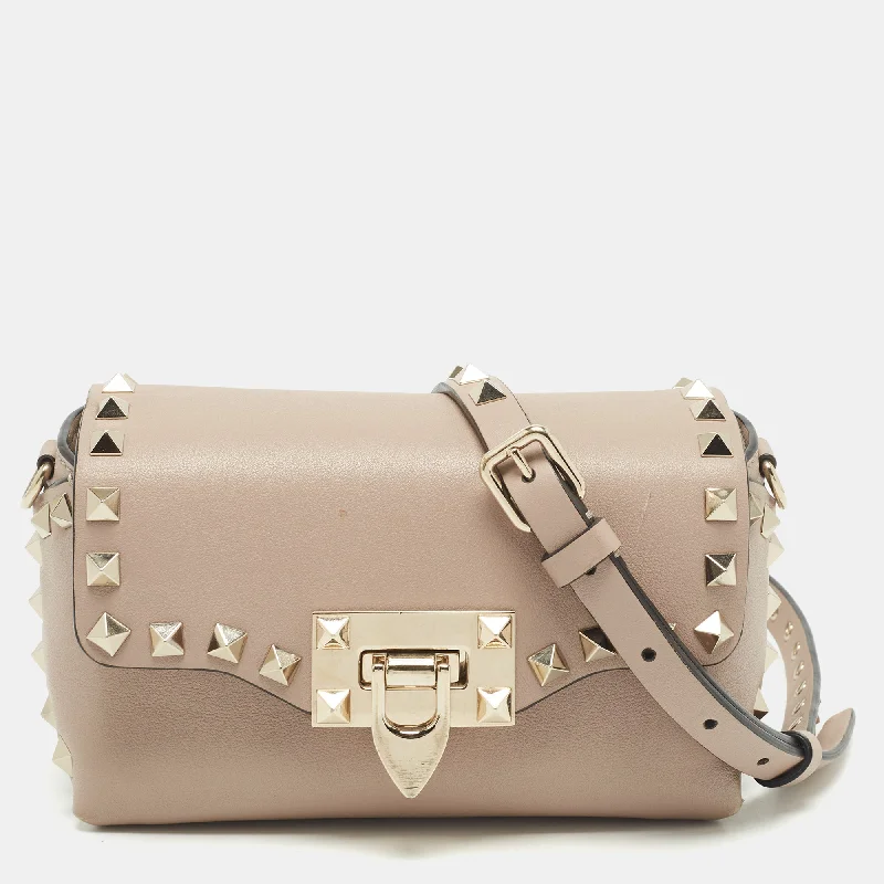 Valentino bags for refined, elegant looksBeige Leather Mini Rockstud Shoulder Bag