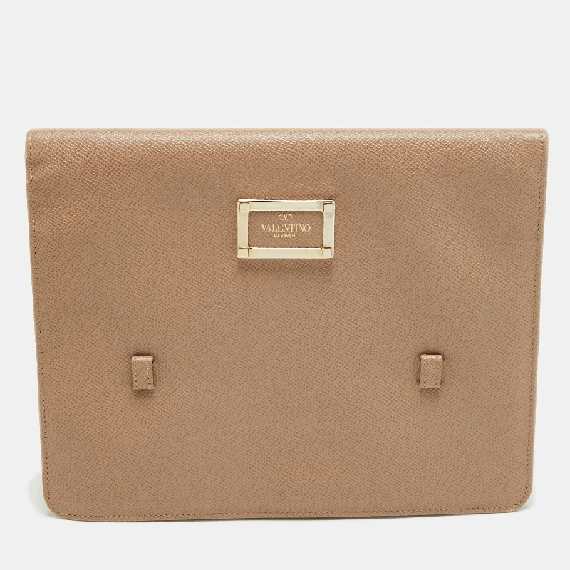 Valentino luxury handbags with studded detailsBeige Leather Flap iPad Cover