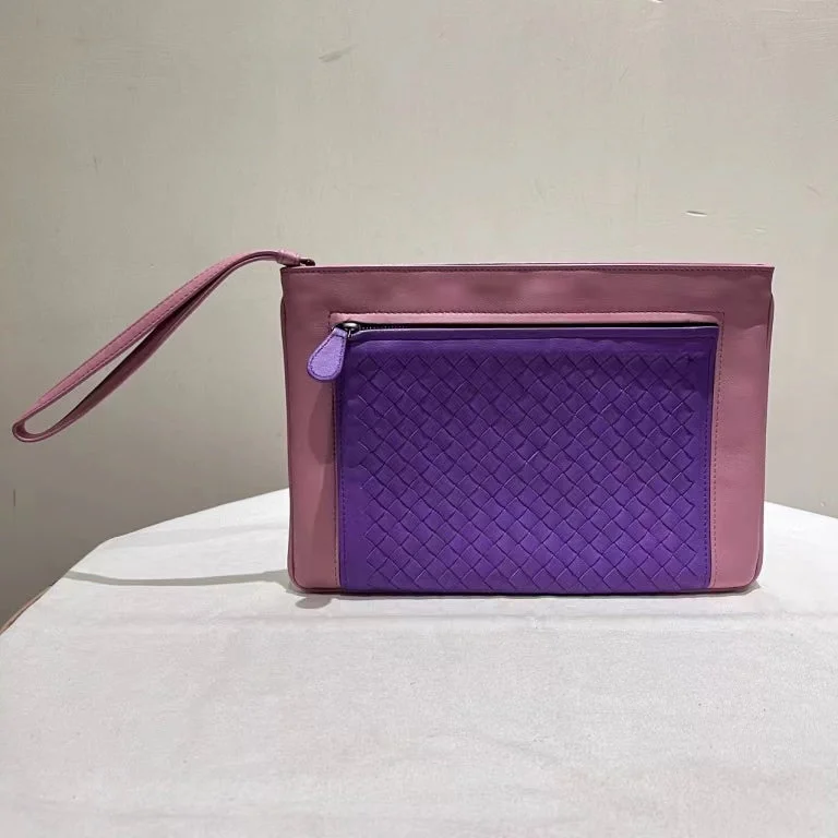 Bottega Veneta bags with herringbone patternsBottega Veneta Intrecciato Purple Wristlet Medium