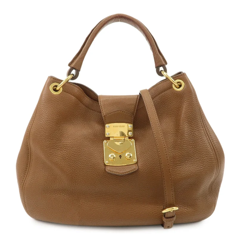 MIU MIU bags with smooth leather finishMIU MIU Leather 2WAY Bag Shoulder Bag Brown