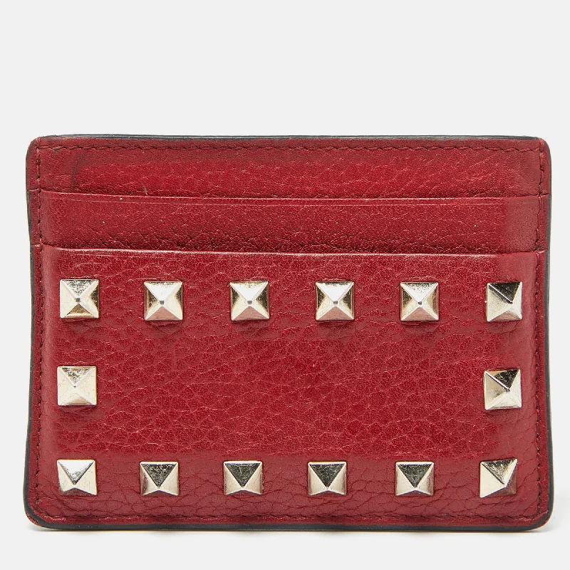 Valentino bags for refined, elegant looksRed Leather Rockstud Card Holder