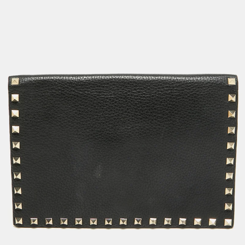 Valentino mini bags for evening eventsBlack Leather Rockstud Flap Organizer Clutch