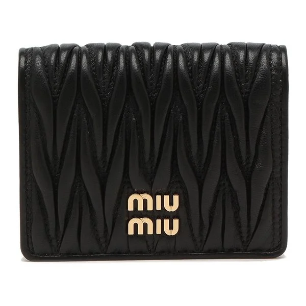 MIU MIU backpacks for chic street styleMiu Miu Bifold Wallet Matelasse Mini Wallet Black Women 5MV204