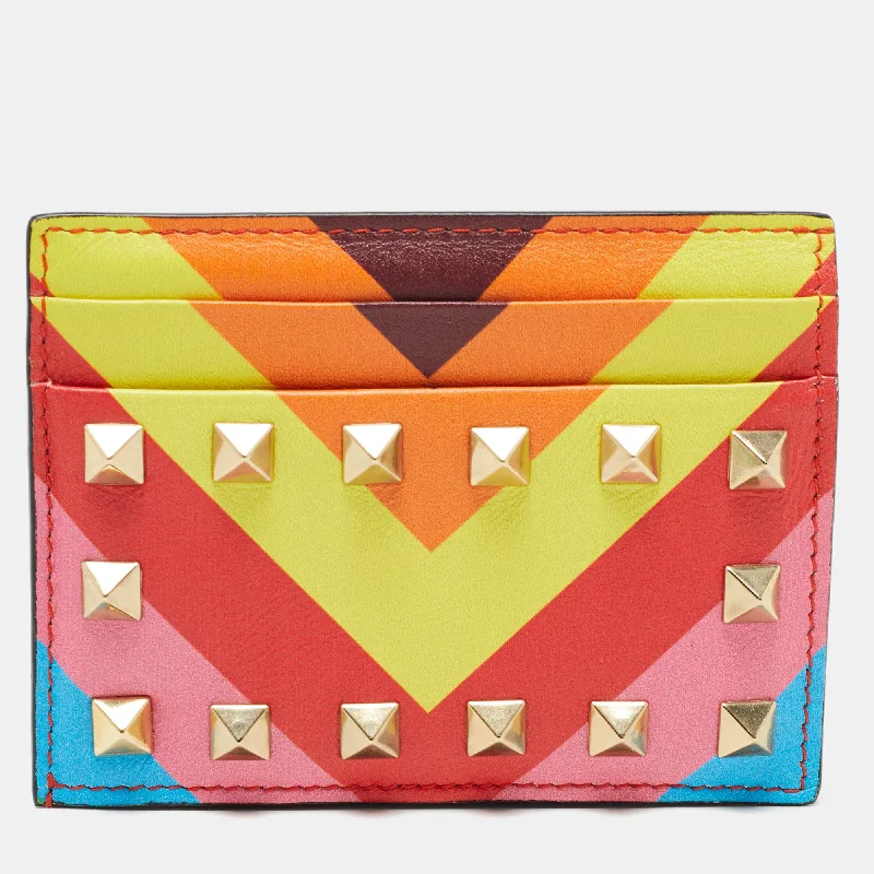 Valentino bags perfect for formal and casual wearMulticolor Stripe Leather Rockstud Card Case