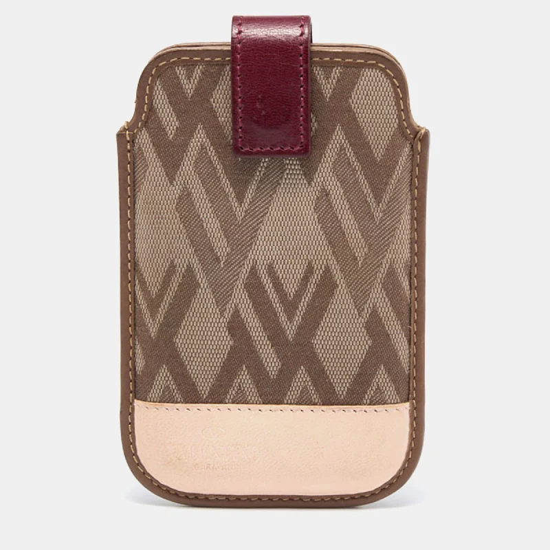 Valentino bags with soft leather textureTricolor V Print Fabric and Leather Flap Phone Cover