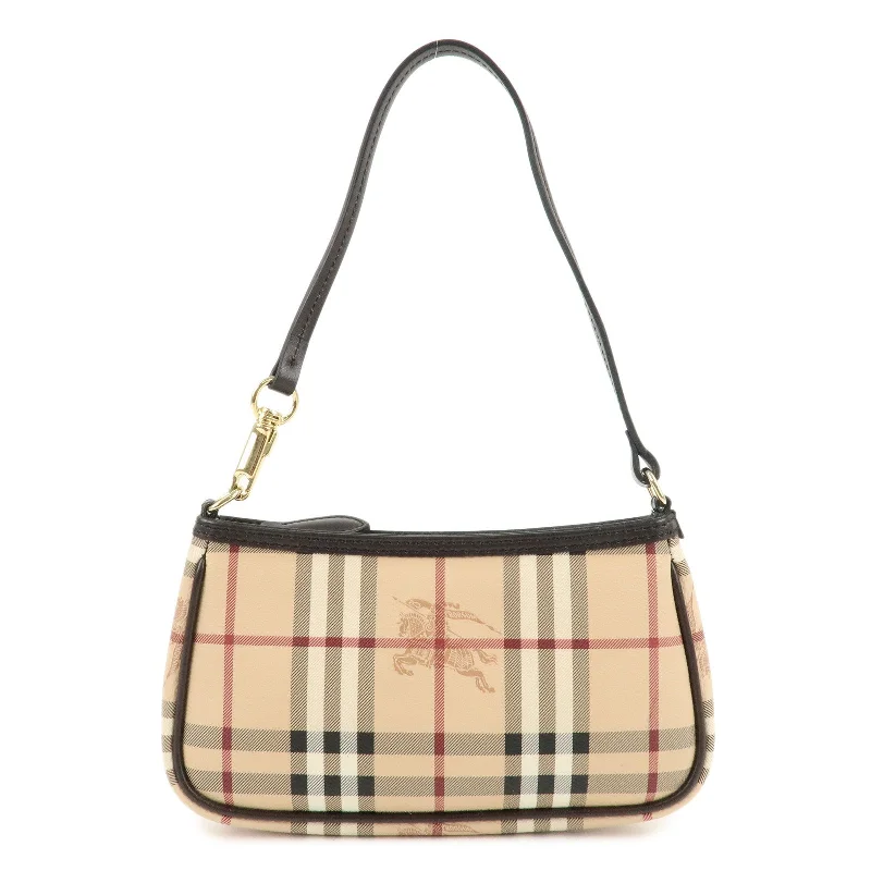 Limited Edition Burberry Bags for CollectorsBURBERRY Canvas Leather Nova Plaid Shoulder Bag Hand Bag Brown