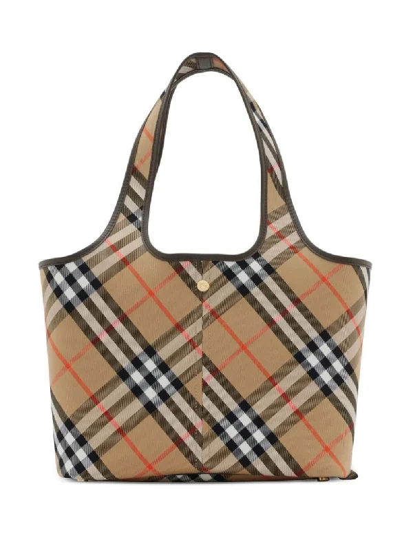 Pet - Friendly Burberry Pet Carrier BagsWomen's Small Check Tote Bag in Nude & Neutrals | Size UNICA | 8094685