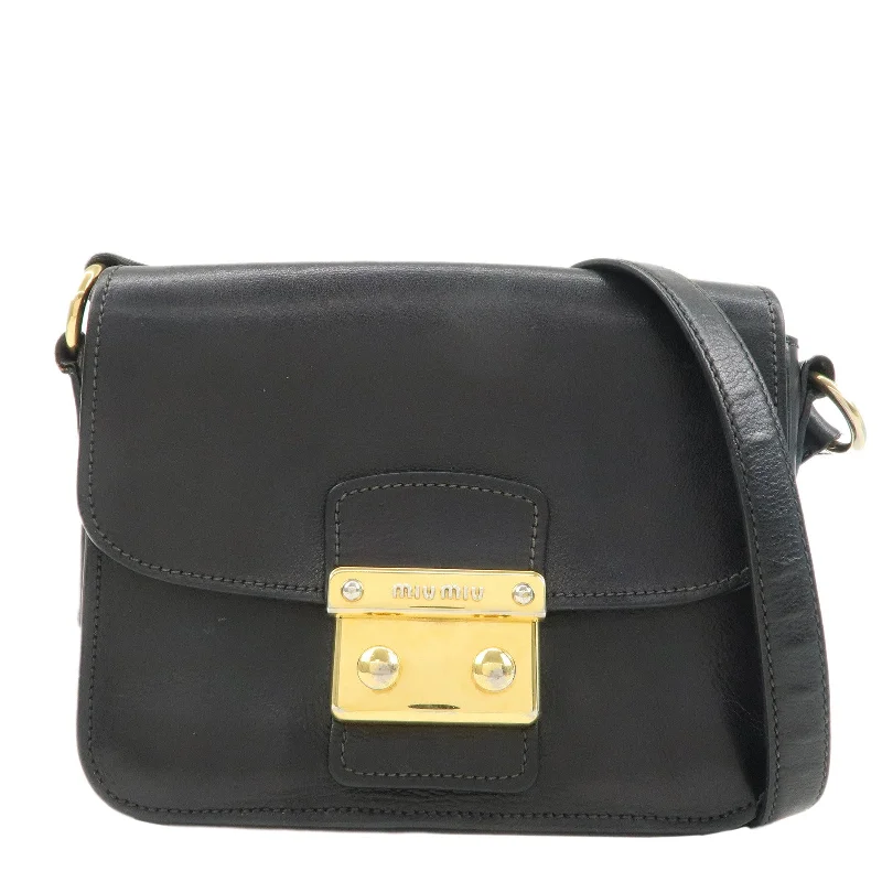 MIU MIU bags with structured designsMIU MIU Leather MADRAS Satchel Bag Shoulder Bag Black