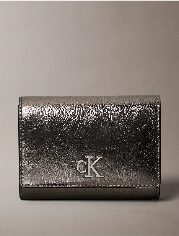 Calvin Klein leather shoulder bagsWomen's Archive Hardware Reflective Trifold Wallet - Metallic