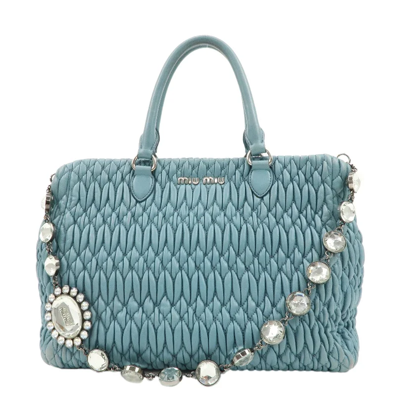 MIU MIU bags with adjustable strapsMIU MIU Matelasse Nappa Crystal Leather 2WAY Bag RN0958