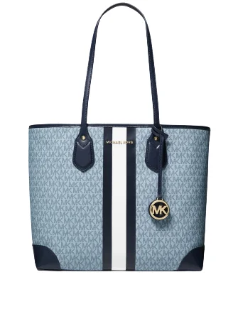 large capacity Michael Michael Kors tote bags for weekend getawaysMichael Michael Kors Eva Large Logo Stripe Tote Bag