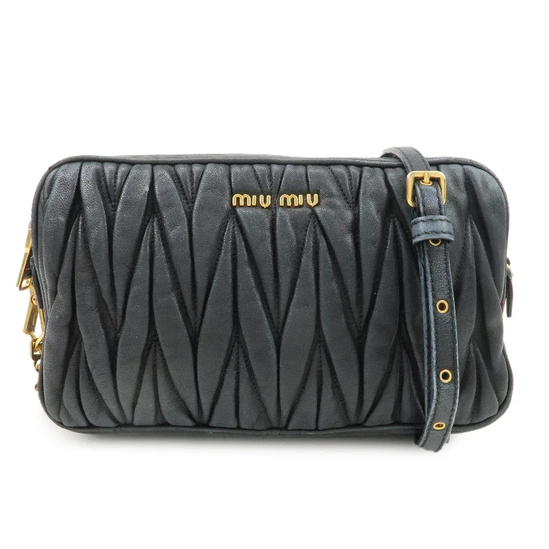 MIU MIU velvet bags for winter fashionMIU MIU Matelasse Leather Shoulder Bag Black