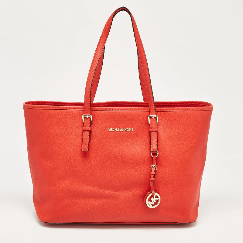 Michael Michael Kors Bags for film festivals in a red - carpet - worthy styleRed Leather Large Jet Set Travel Tote