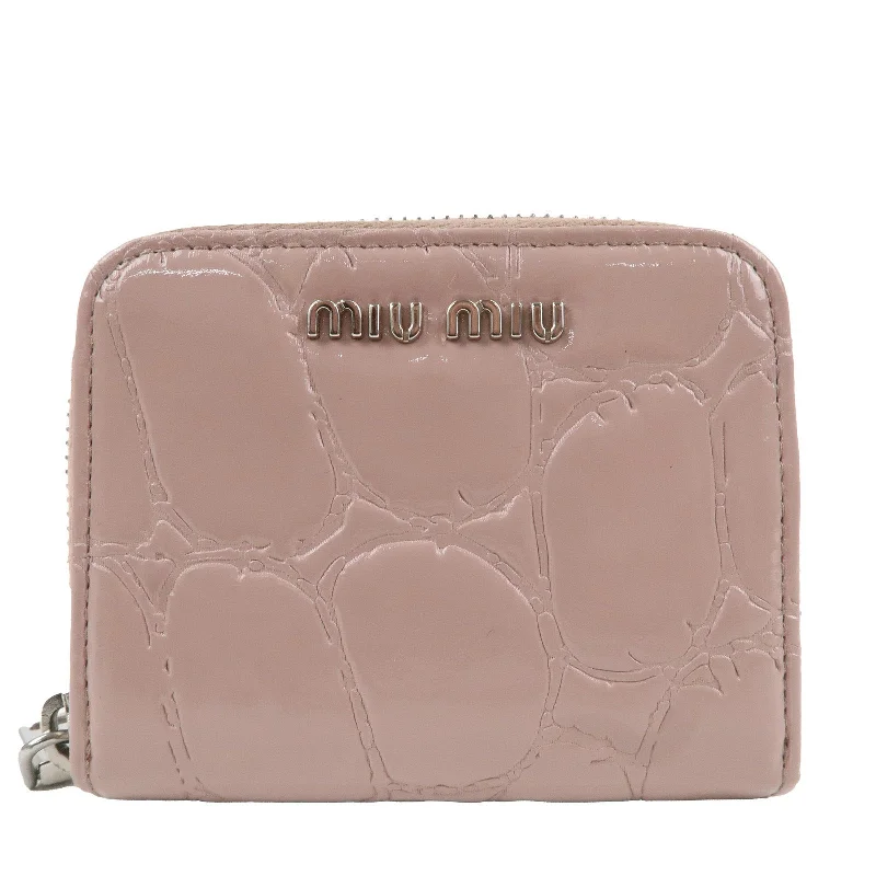 MIU MIU bags for young womenMIU MIU Enamel Round Zipper Coin Case Pink Beige