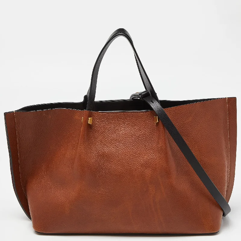 Valentino bags with luxury aestheticBrown/Black Leather Medium VLOGO Escape Tote