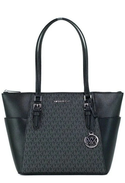 Michael Michael Kors Bags for cultural events in a style that reflects the occasionMichael Kors Charlotte Black PVC Leather Large Top Zip Tote Handbag Bag Purse