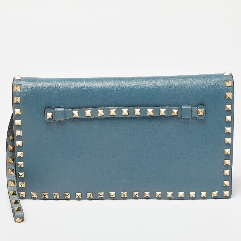 Valentino bags for women on saleBlue Leather Flap Rockstud Clutch