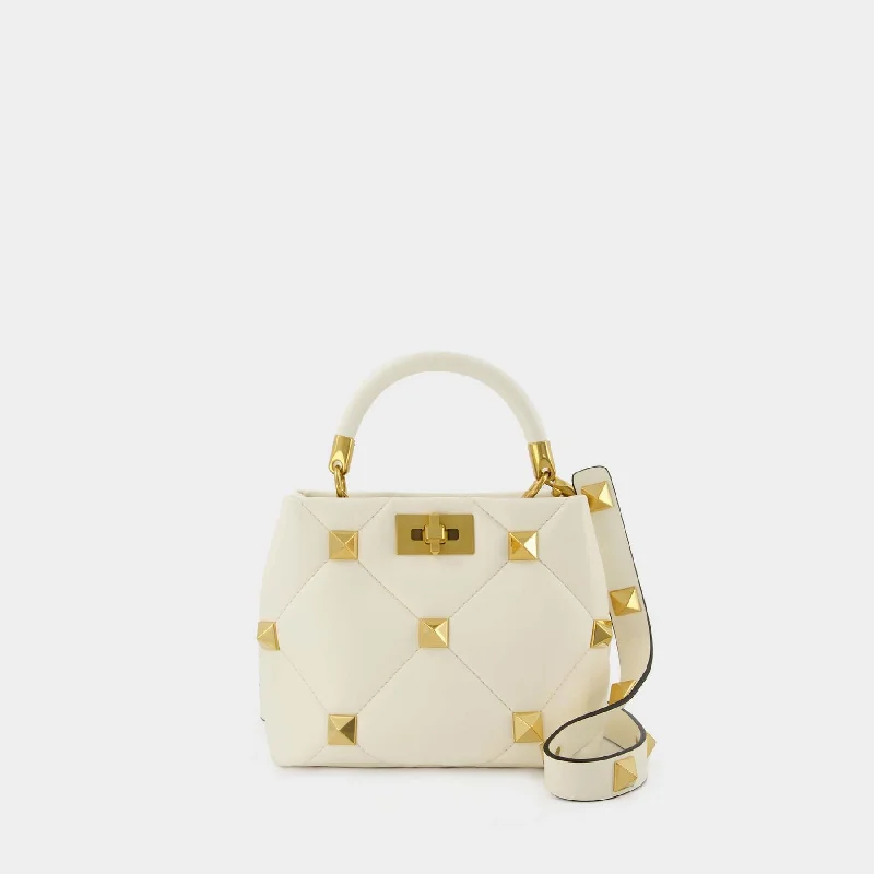 Valentino bags with studded leather designRoman Stud Small Handbag - Valentino Garavani - Ivory - Leather