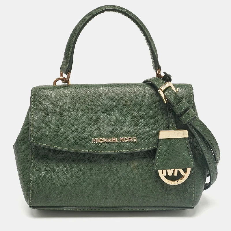 Michael Michael Kors Bags for solo travelers for a sense of luxury on the goDark Green Leather Extra Small Ava Top Handle Bag