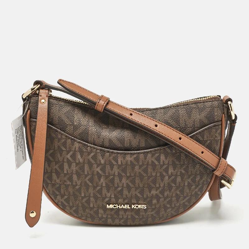 Michael Michael Kors picnic bags for outdoor lunchesBrown Signature Coated Canvas Small Dover Crossbody Bag