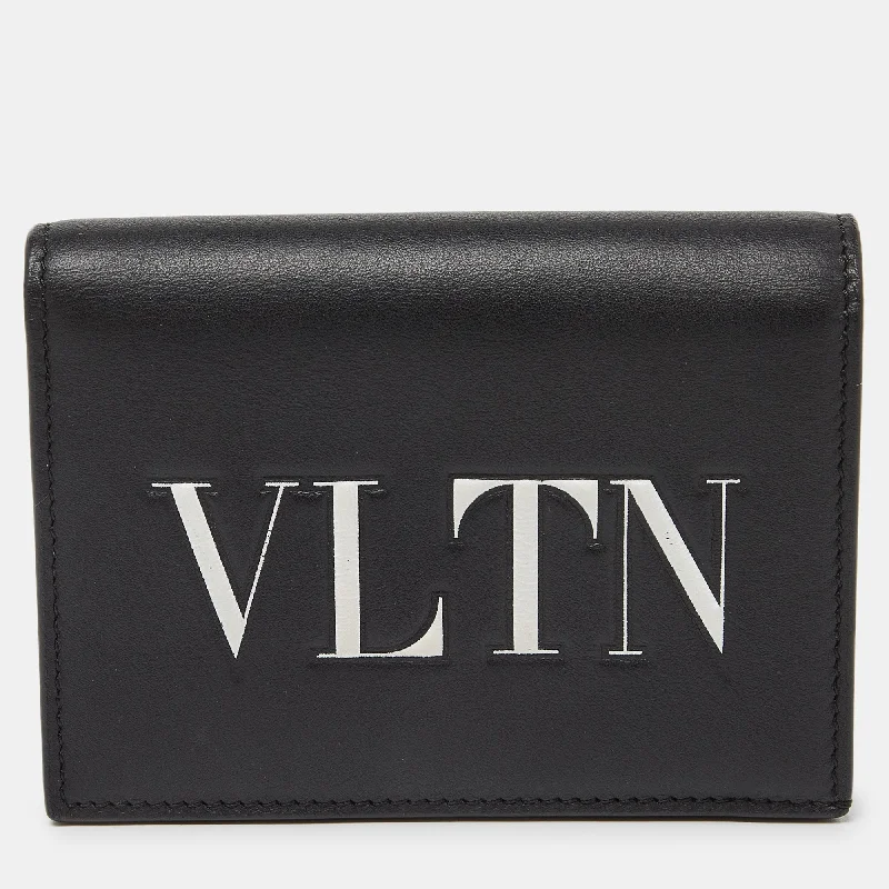 Valentino bags for work-to-weekend wearBlack Leather VLTN Bifold Card Case