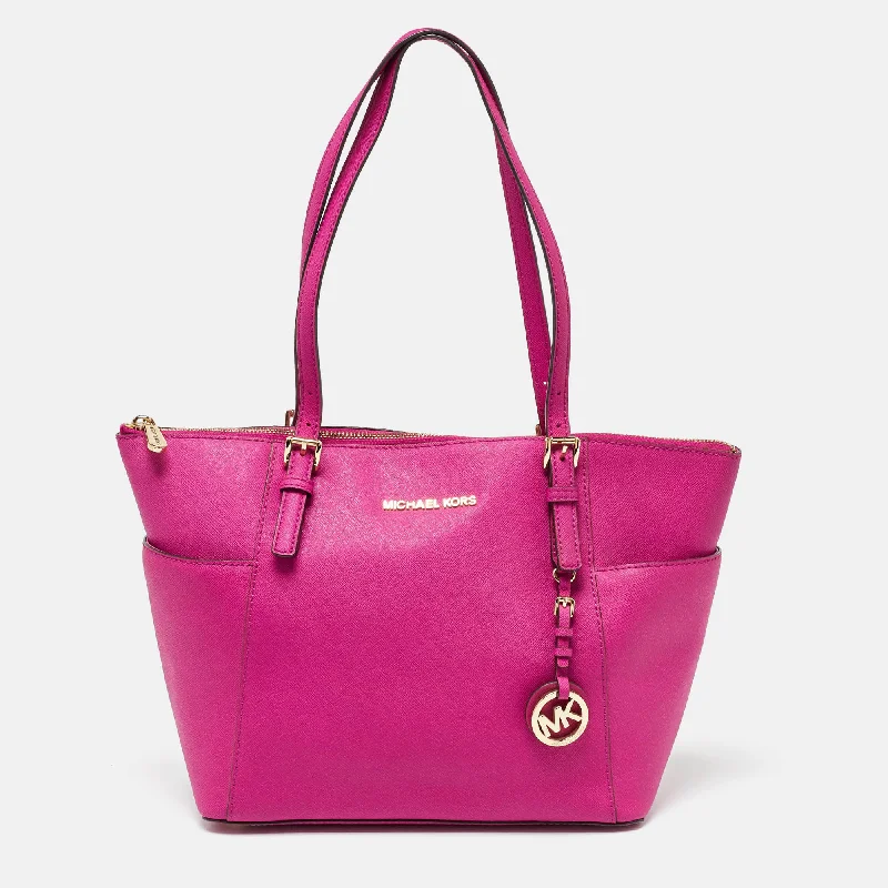 Michael Michael Kors Bags for family reunions to match the festive moodFuchsia Leather Jet Set Top Zip Tote