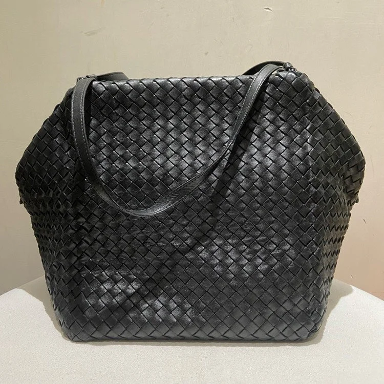 Bottega Veneta woven leather bags for womenBottega Veneta Black Intrecciato Woven Leather Tote Bag Large