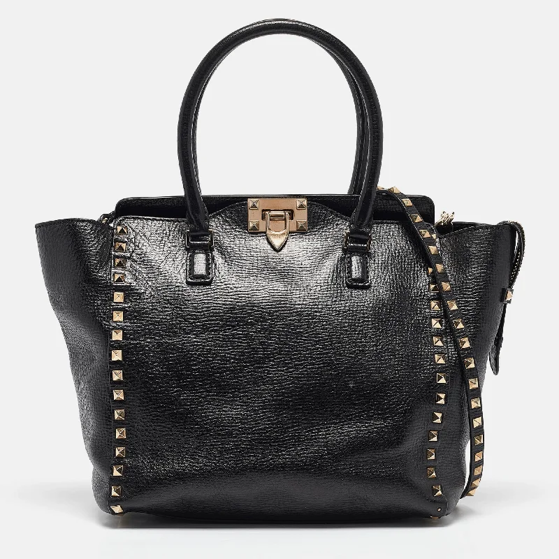 Valentino bags for night-out outfitsBlack Leather Small Rockstud Trapeze Tote