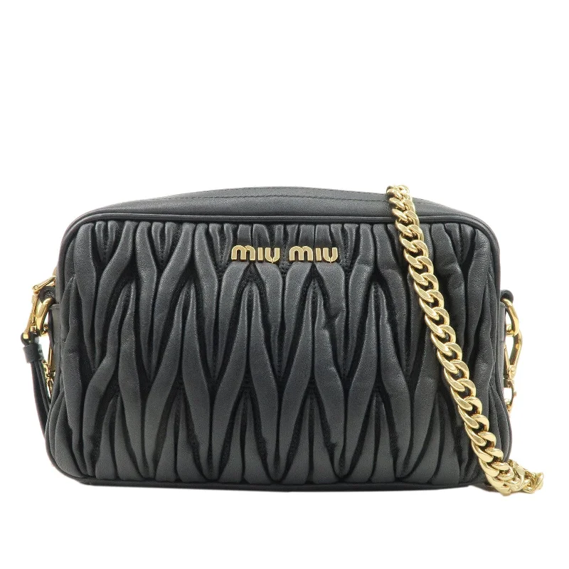 MIU MIU bags for casual weekend looksMIU MIU Matelasse Leather Chain Shoulder Bag Crossbody Bag Black