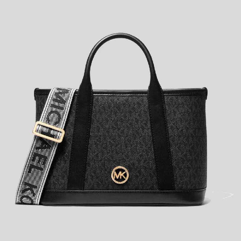 Michael Michael Kors Bags with gold - tone hardware for a touch of luxuryMICHAEL KORS Luisa Small Signature Logo Satchel Black 30R4G99T0V