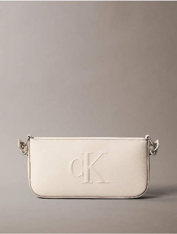 Calvin Klein large bags for work and officeWomen's Sculpted Impression Shoulder Bag - White