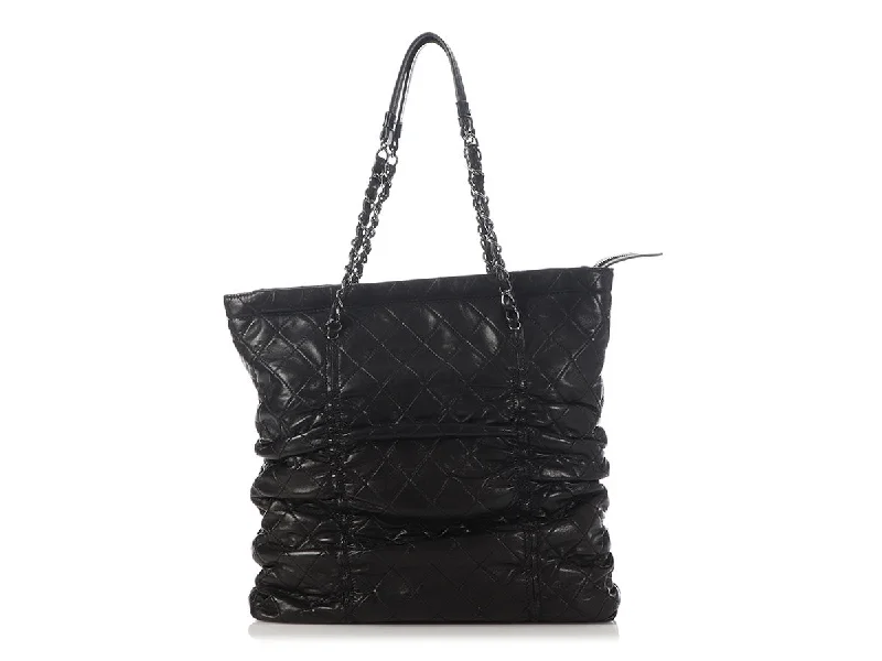 Chanel Small Crossbody Bag for TravelChanel Black Quilted Lambskin Sharpei Shopping Tote