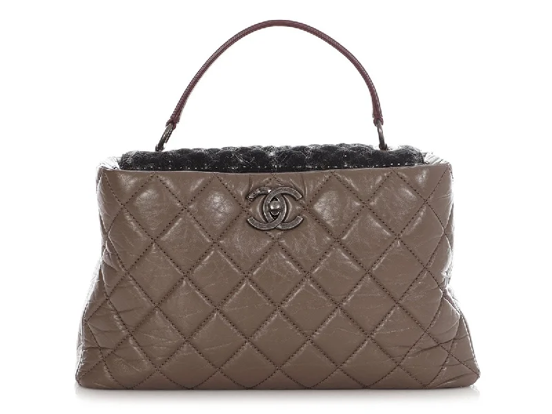 Chanel Limited Edition Handbag for CollectorsChanel Tweed and Quilted Portobello Glazed Calfskin Top Handle Bag