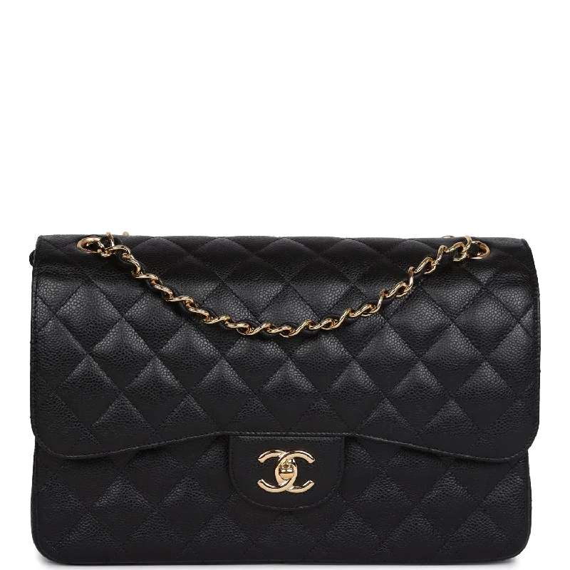 Chanel bags for women with a taste for high fashionChanel Jumbo Classic Double Flap Bag Black Caviar Gold Hardware