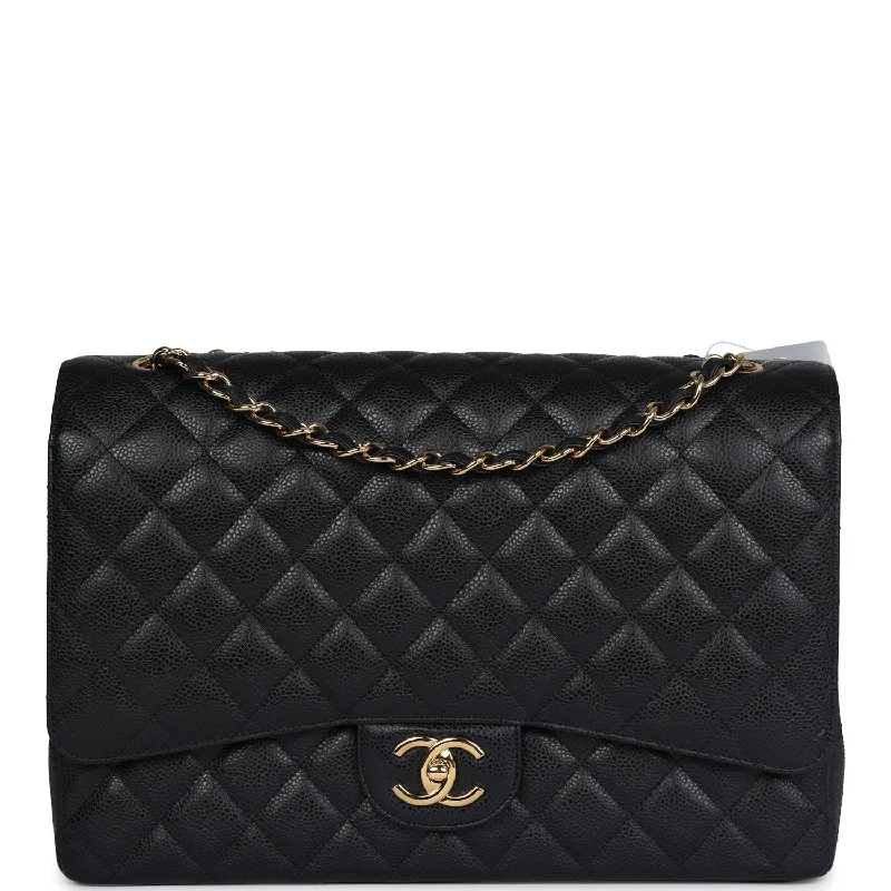 Chanel bags with classic and elegant designsChanel Maxi Classic Double Flap Bag Black Caviar Gold Hardware